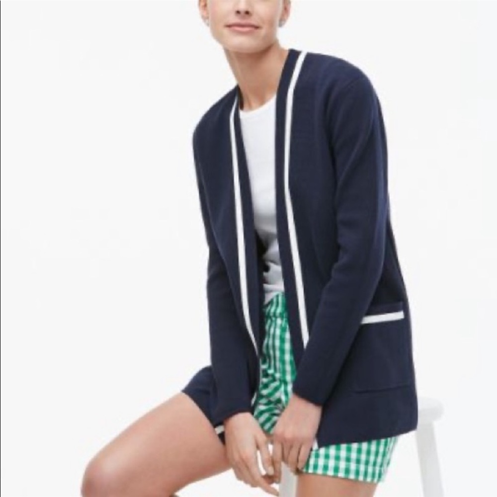 J. Crew Tipped Open Front Cardigan